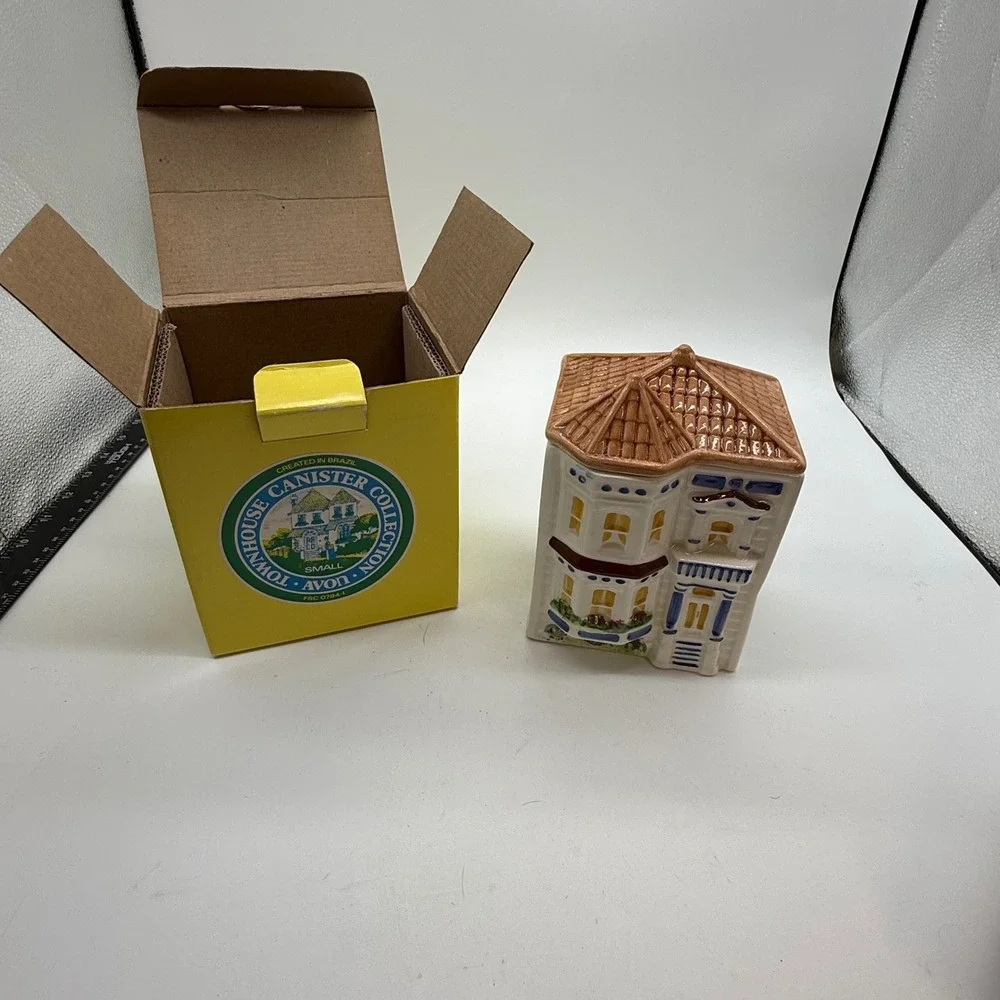 Avon Townhouse Canister Collection Small Ceramic Victorian House Brazil Vintage